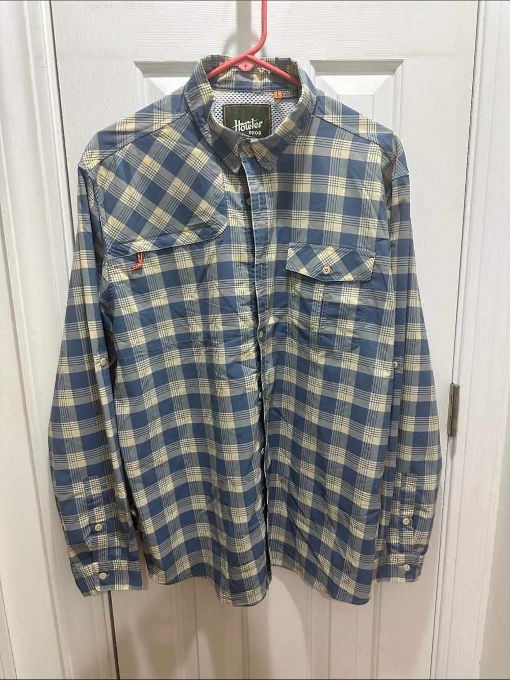 Howler Brothers Blue and Cream Plaid Shirt